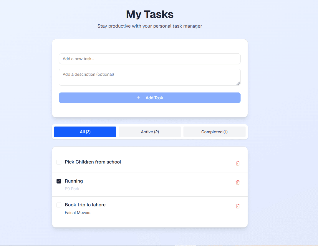 MyTasks website screenshot